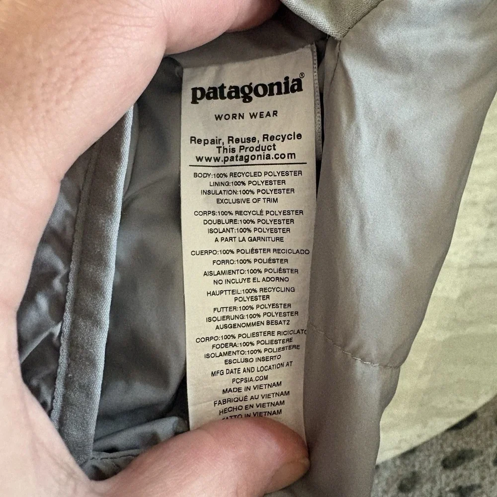 Patagonia Ready Freddy 2in1 Reversible Hooded Gray‎ Cream Fleece Jacket SzS